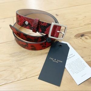 New rag & bone Boyfriend Belt Red Black Snakeskin